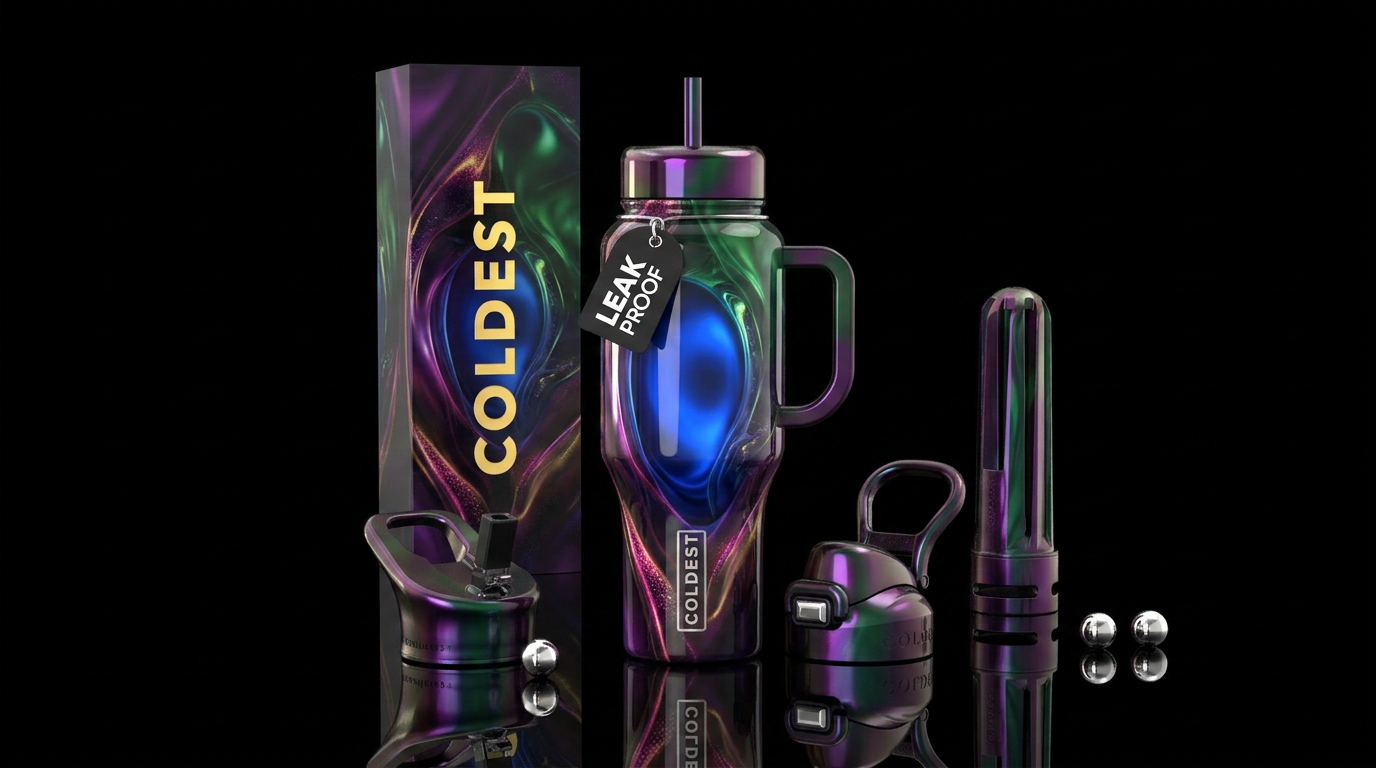 cadence,glossy, alluring, trompe-l'œil, glowie,, e... water bottle design