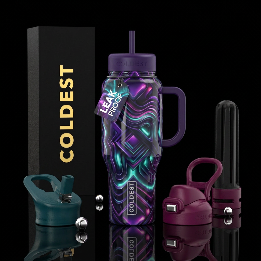 cadence,glossy, alluring, trompe-l'œil, glowie,, e... water bottle design