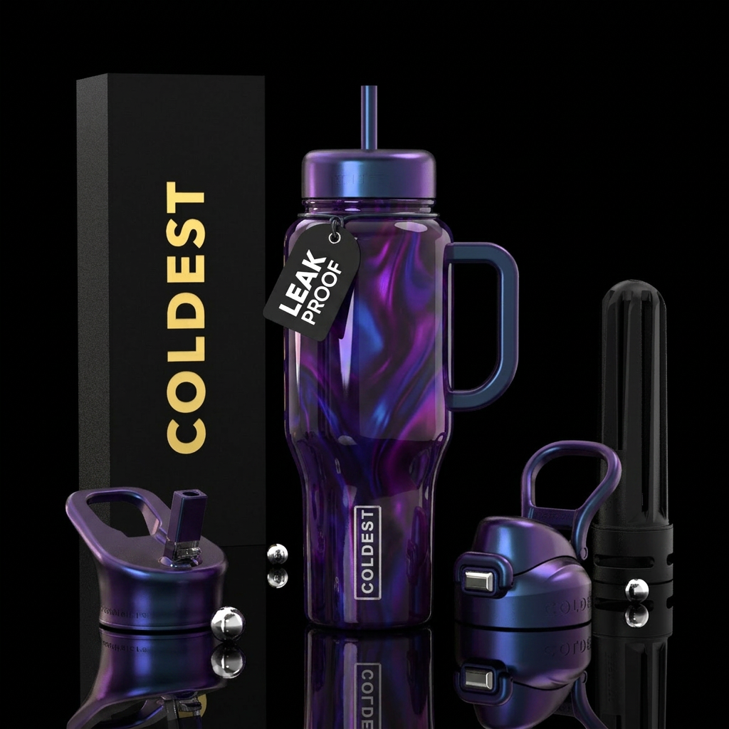 cadence,glossy, alluring, trompe-l'œil, glowie,, e... water bottle design