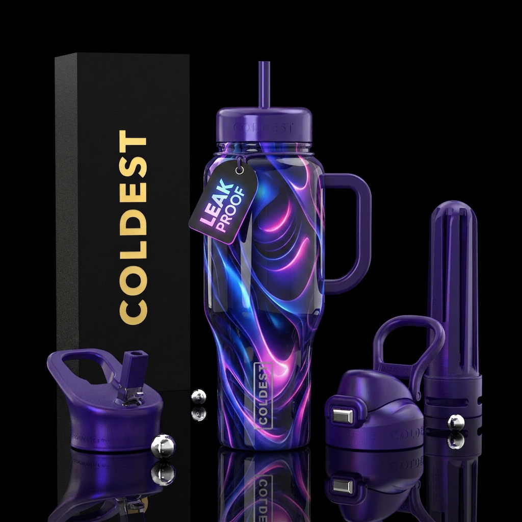 cadence,glossy, alluring, trompe-l'œil, glowie,, e... water bottle design