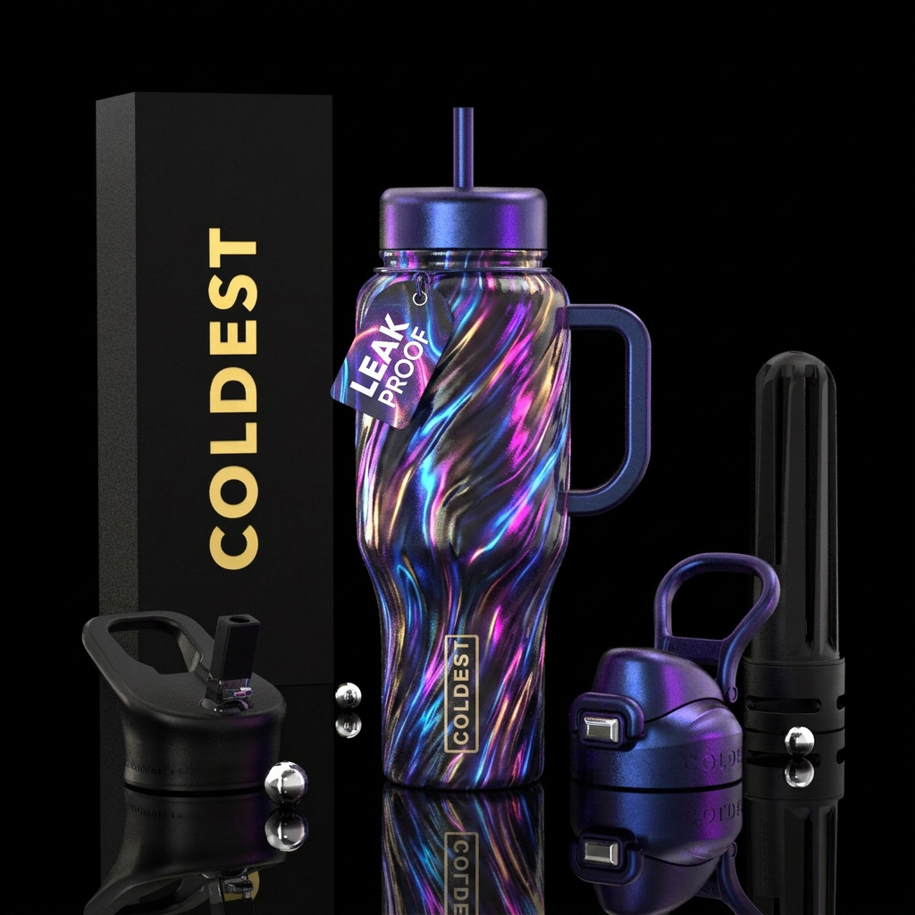cadence,glossy, alluring, trompe-l'œil, glowie,, e... water bottle design