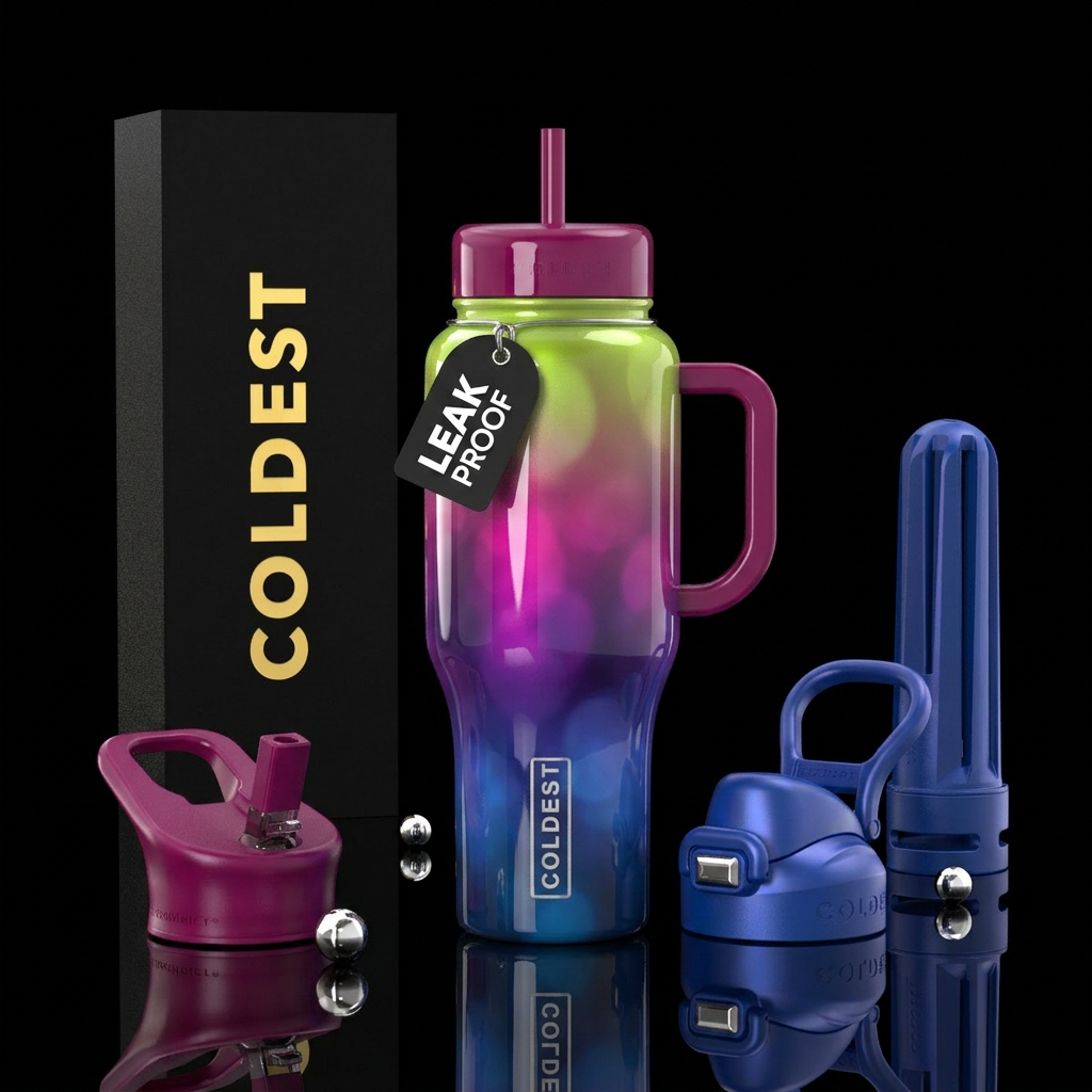 Ambrosia lime magenta purple blues gradient,bokeh,... water bottle design