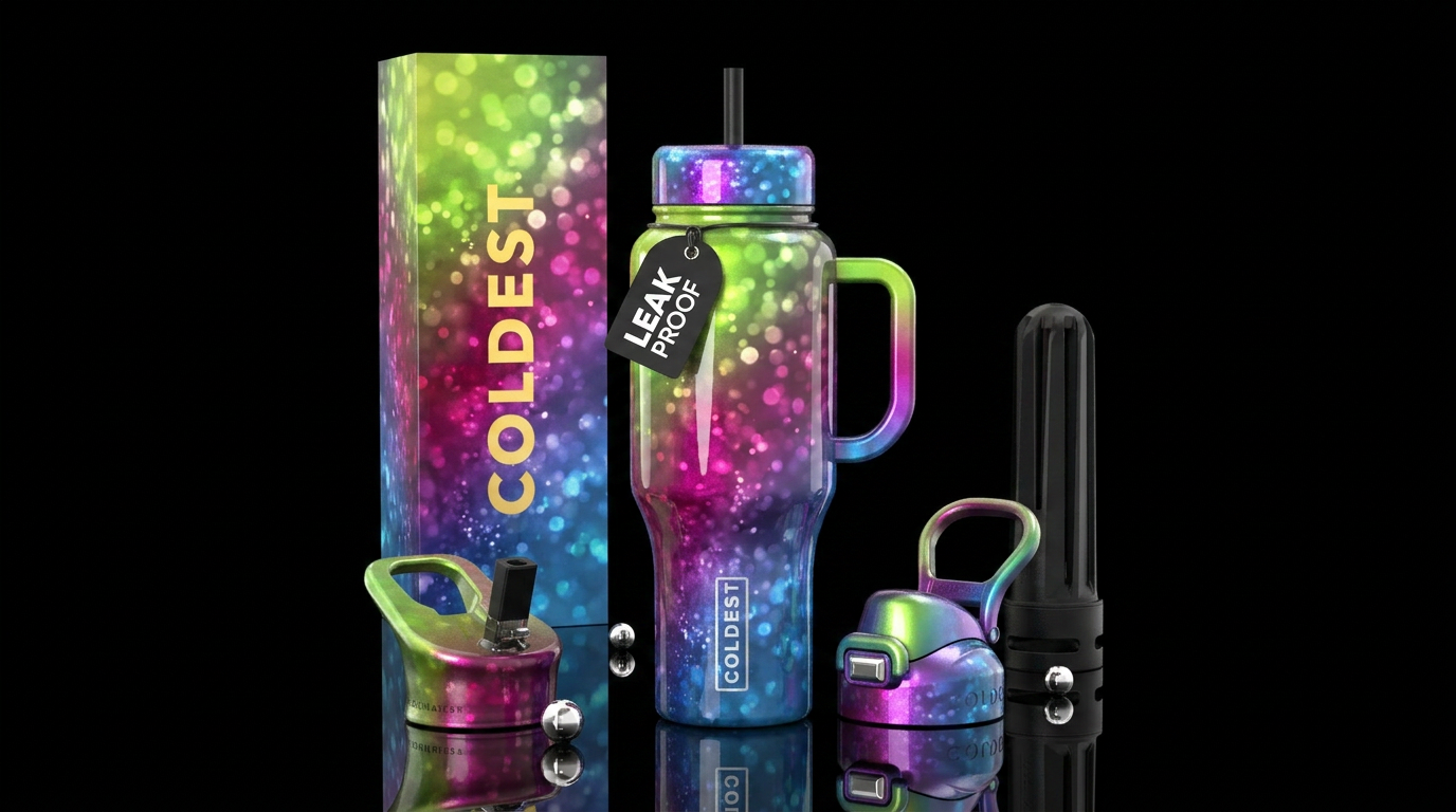 Ambrosia lime magenta purple blues gradient,bokeh,... water bottle design