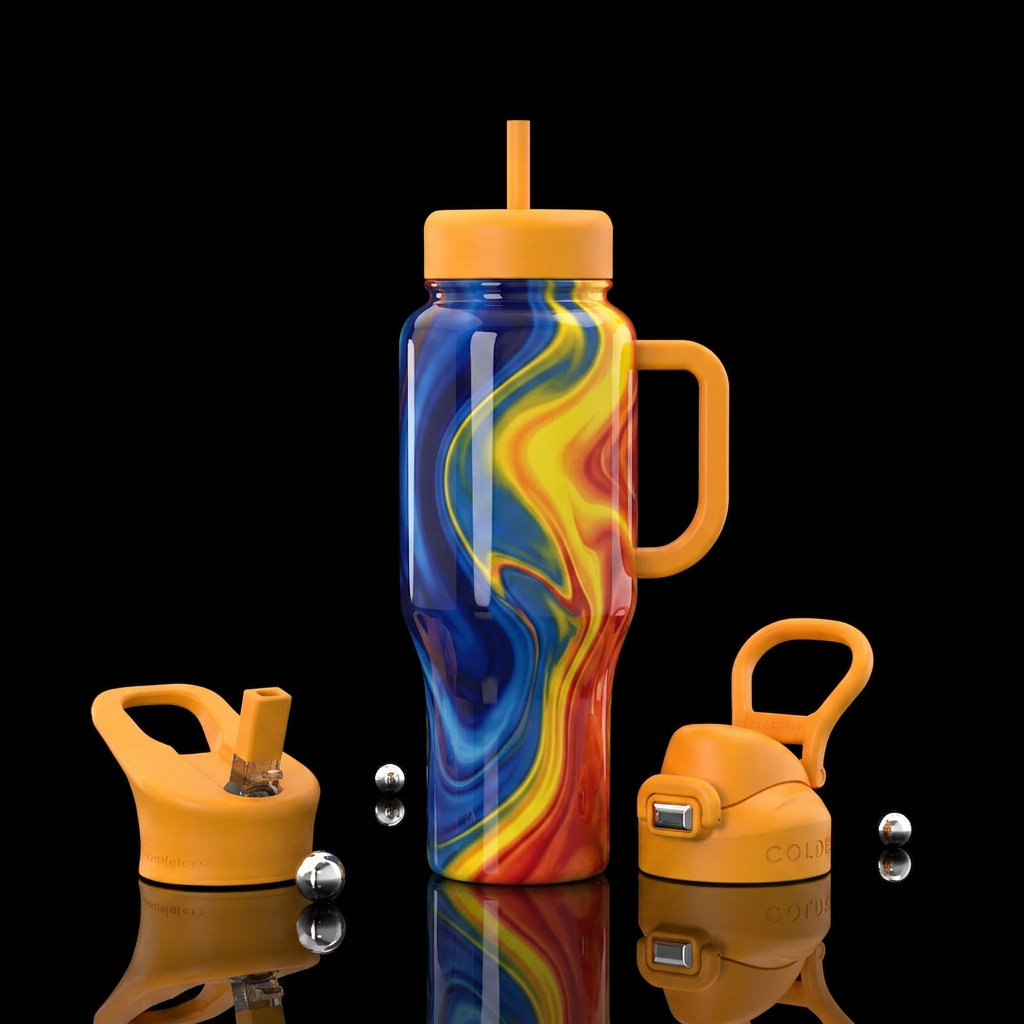 Color casserole, glossy water bottle design