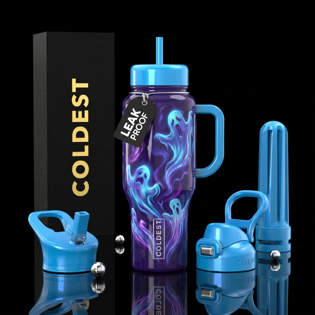 Gamma ghosts,candy blue,glossy, deep purple glssy ... water bottle design