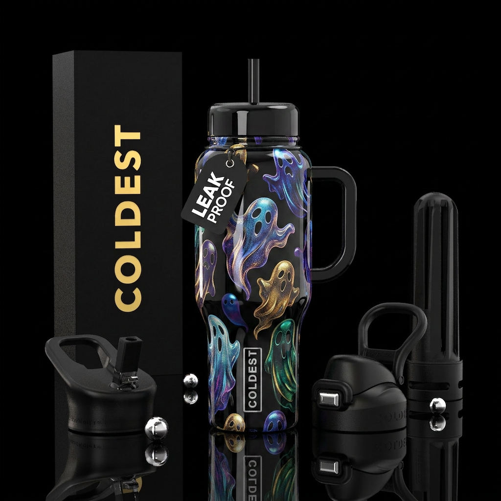 Bismark ghosts, glossy water bottle design