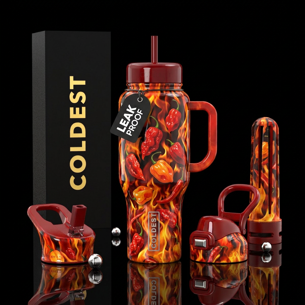 Ghost pepper, hot,hanenero, glossy water bottle design
