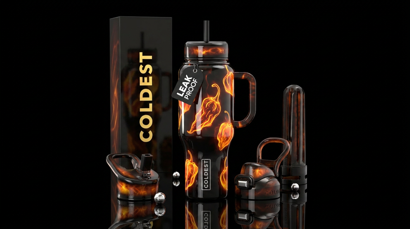 Ghost pepper, hot,hanenero, glossy,glowie water bottle design