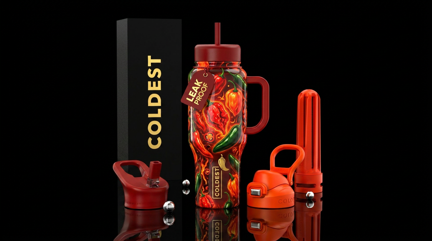 Ghost pepper, hot,hanenero, jalapeño, glossy,glowi... water bottle design