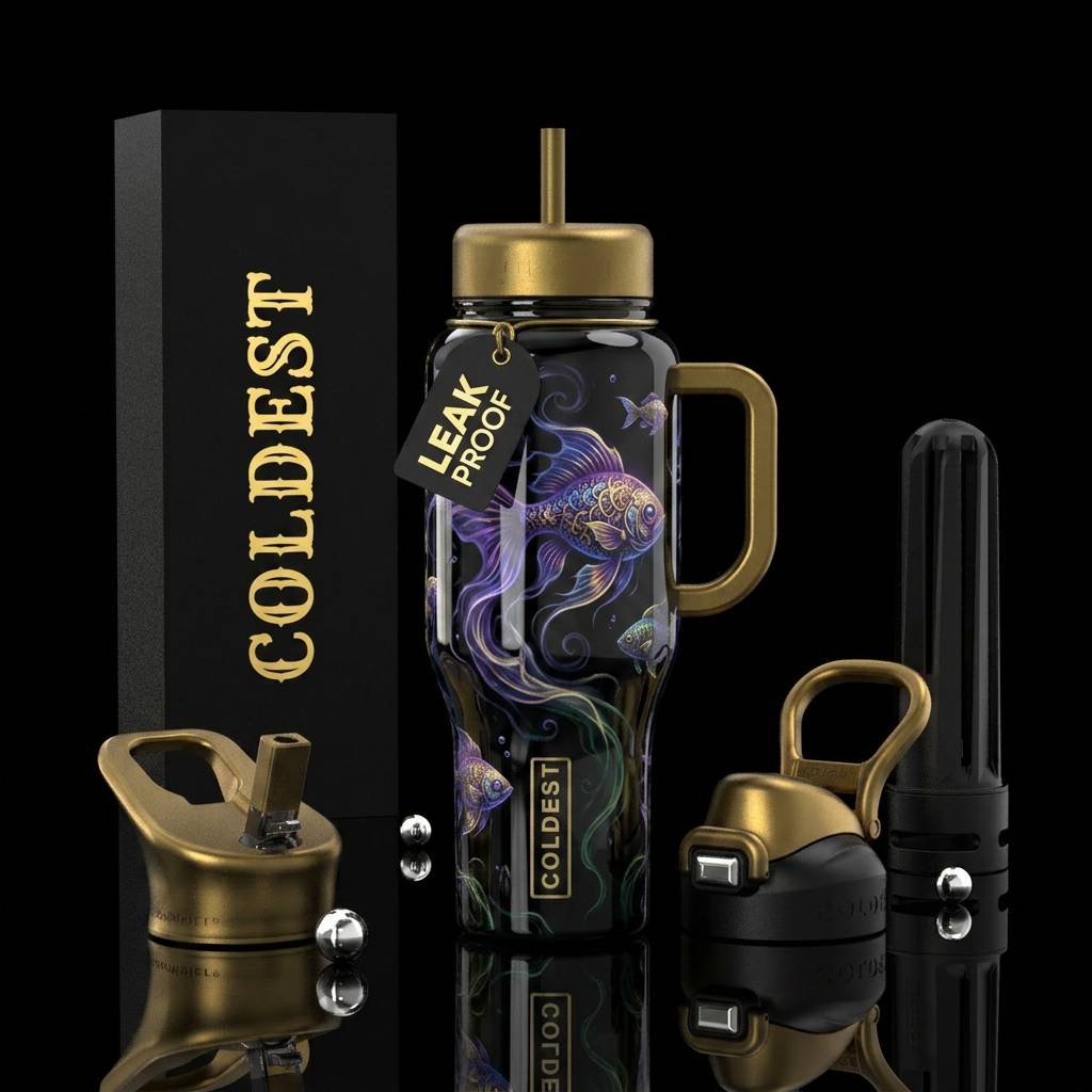 Haunted victorian ghost fish, glossy water bottle design