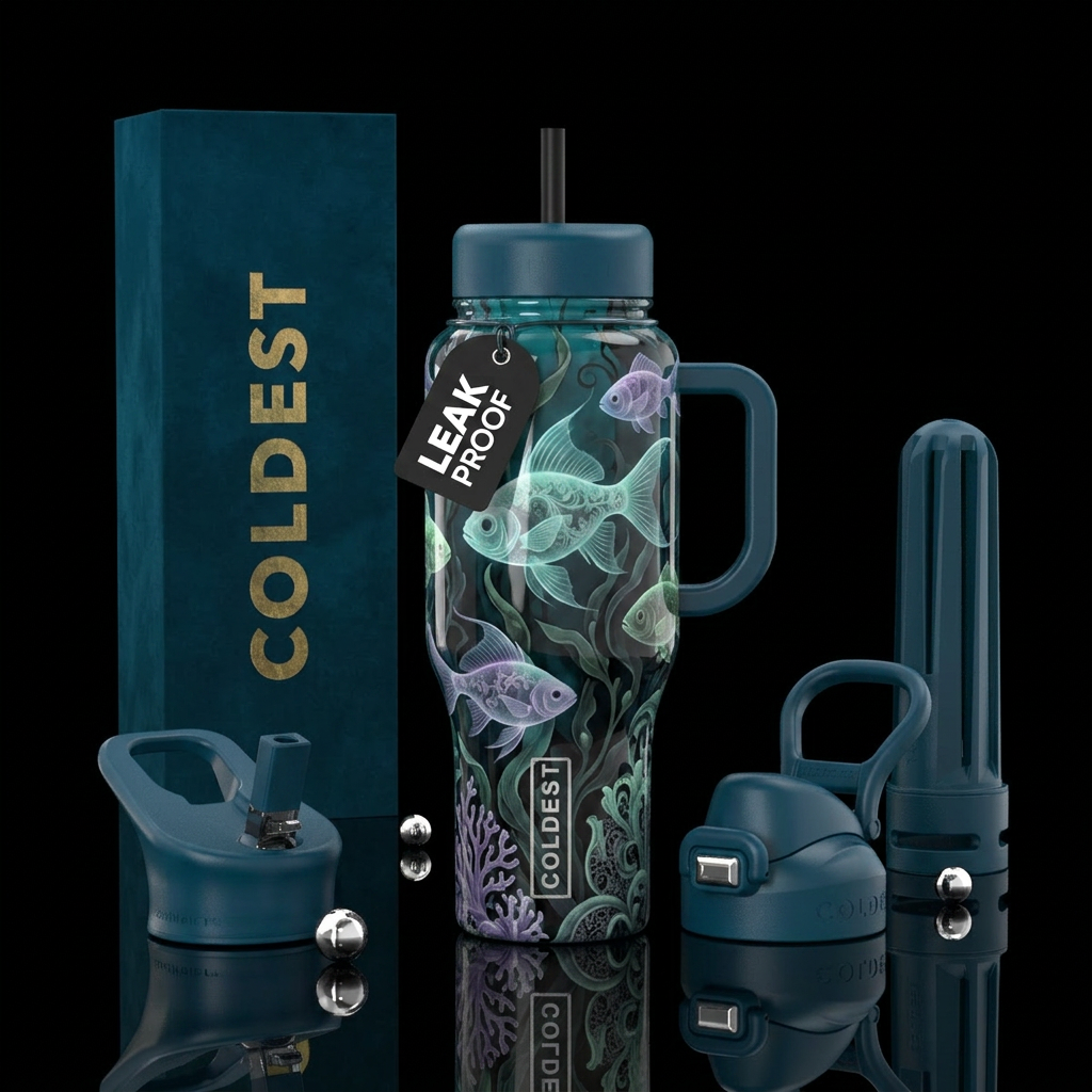 Haunted victorian ghost fish, glossy water bottle design