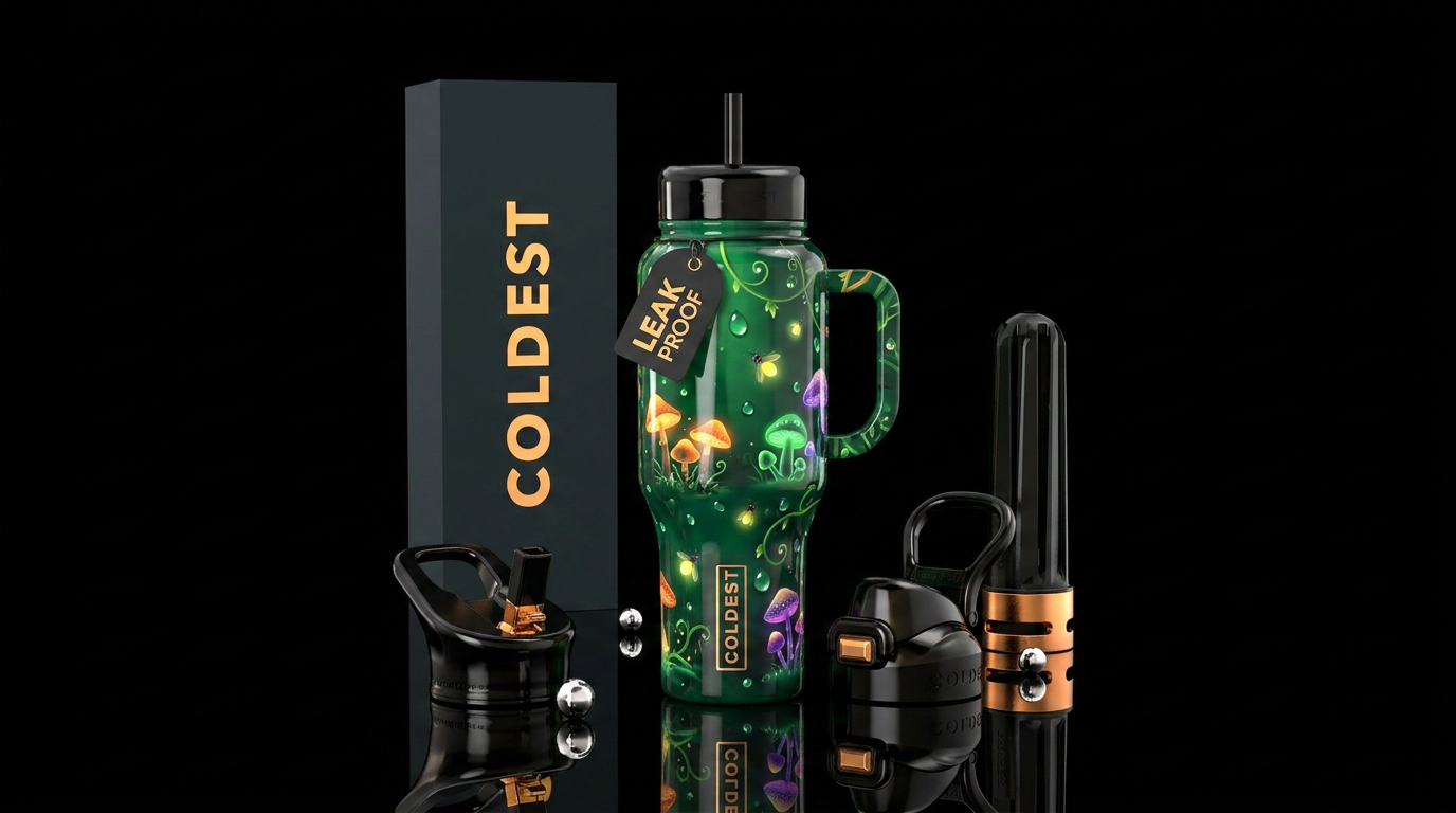 Woodland Glo,glossy water bottle design