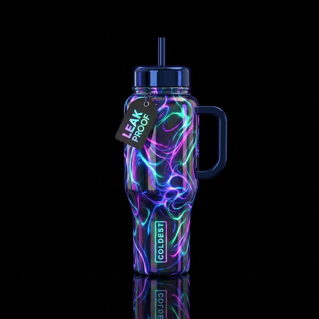 Glowie rave glossy water bottle design