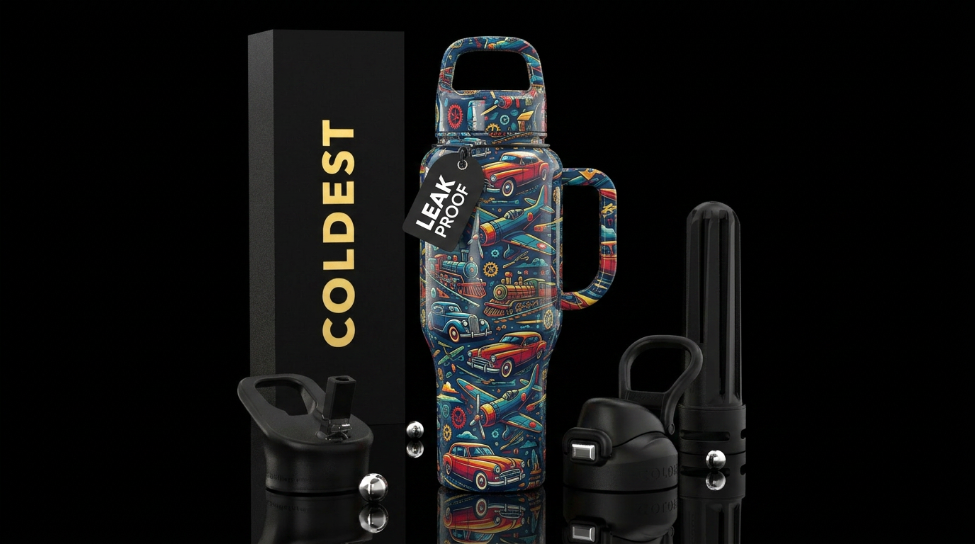 Planes trains and automobiles, glossy water bottle design