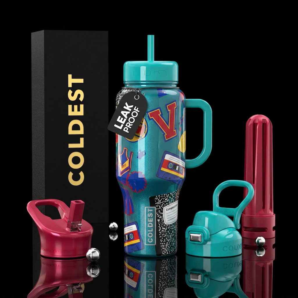 Nostalgia, high school, glossy water bottle design
