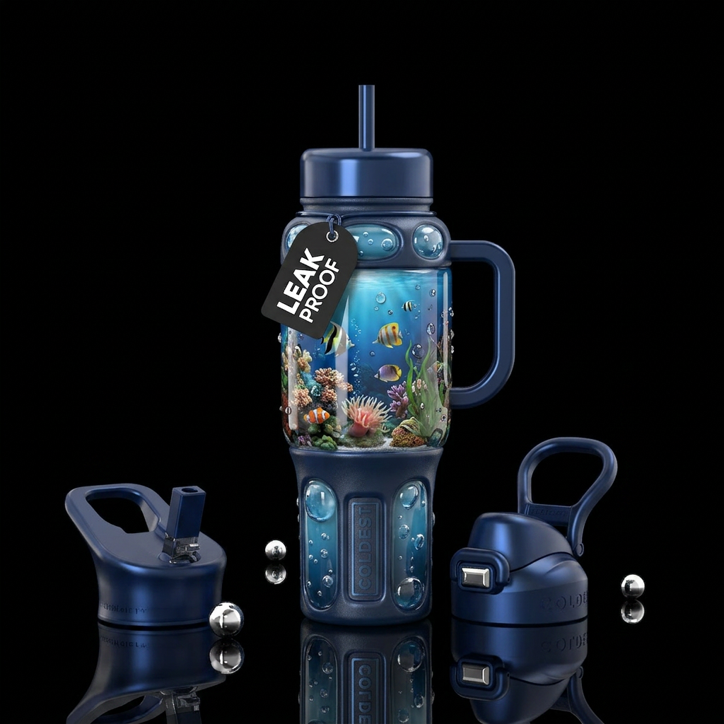 Bubble sections at top and bottom, middle section ... water bottle design