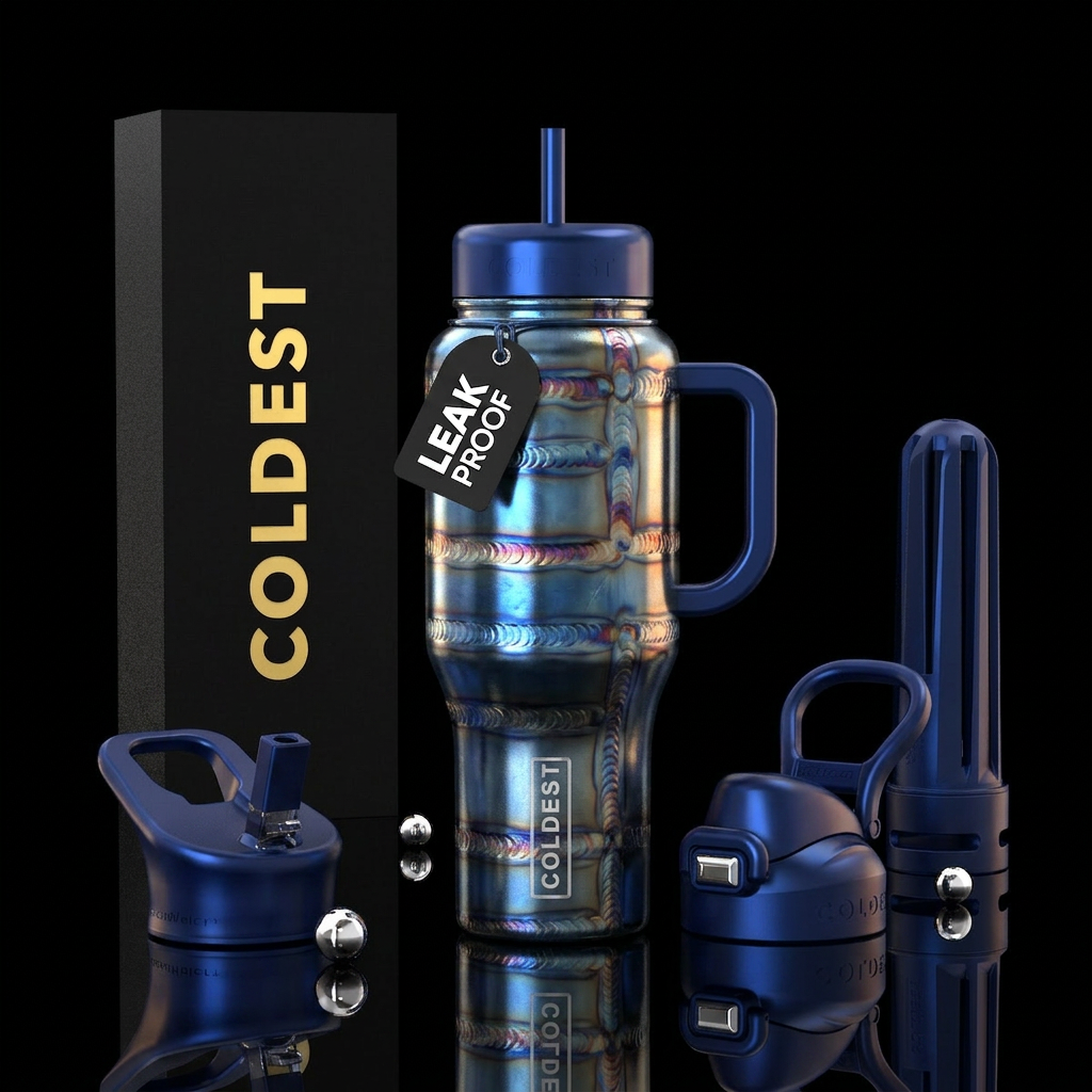 Welders delight, glossy, glowie, trompe-l'œil water bottle design