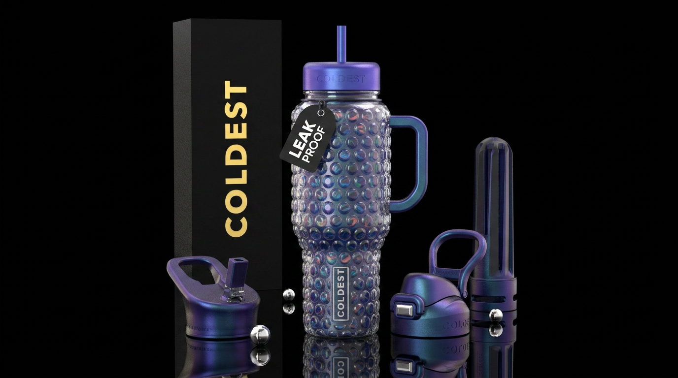 Bubble wrap, glossy water bottle design