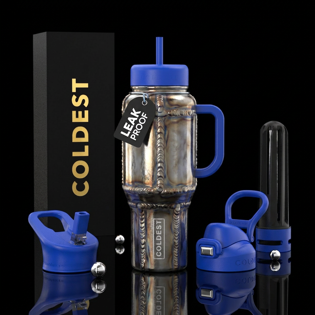 Welded, glossy water bottle design