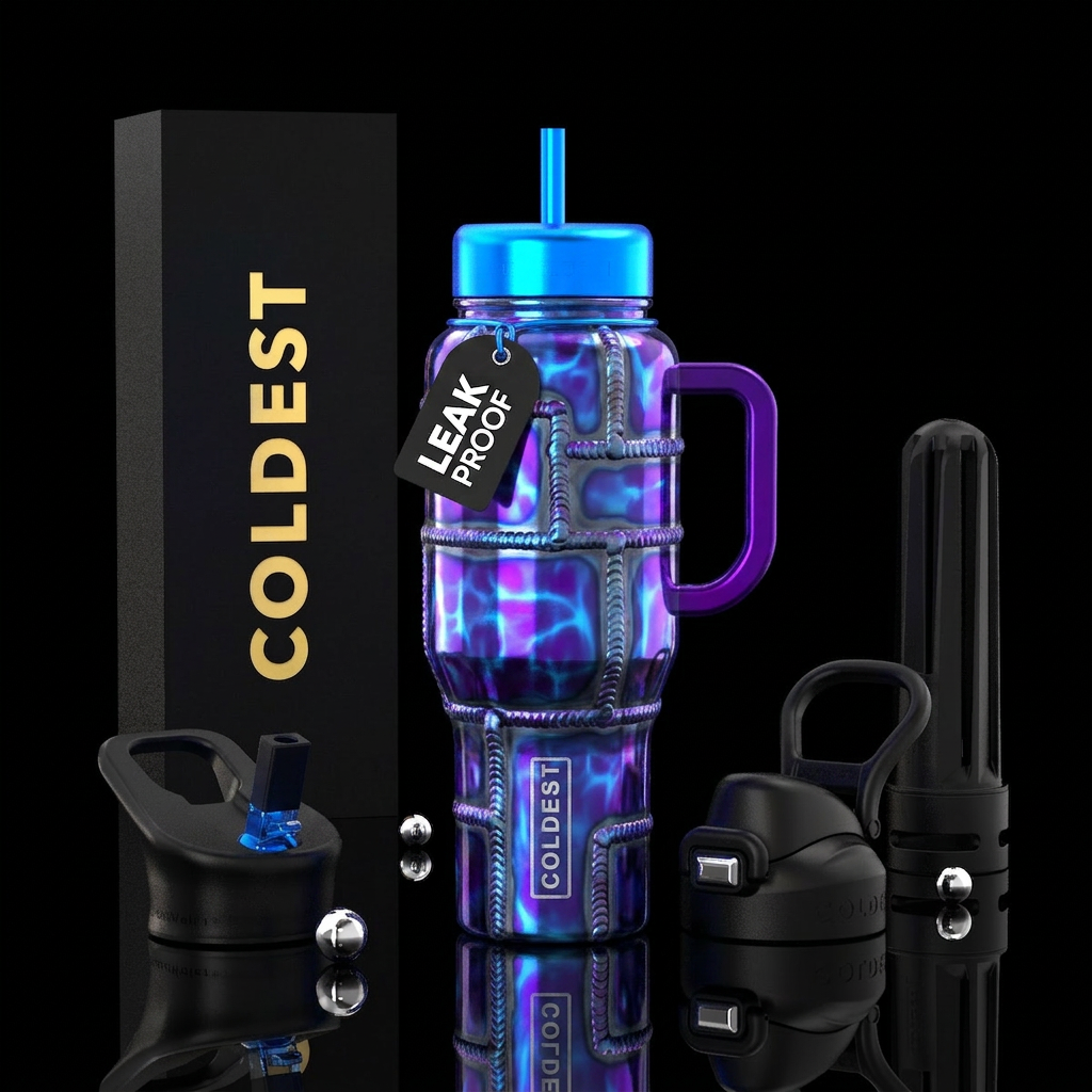 Welded, glossy, glowie water bottle design
