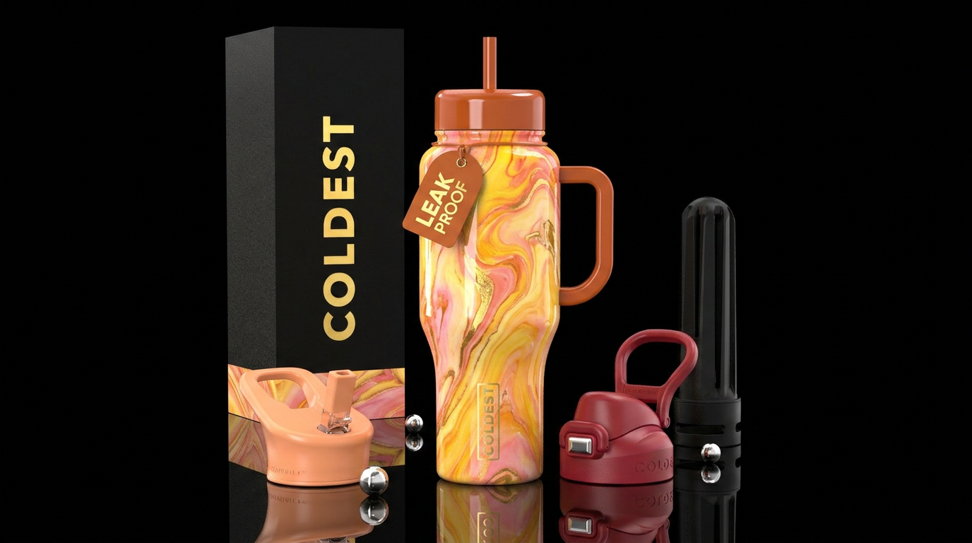 Sunrise colors, marble,glossy water bottle design