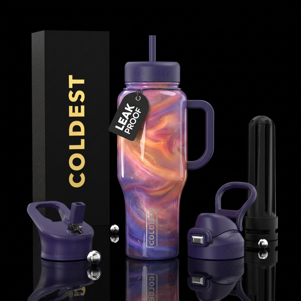 Sunrise colors, swirls,glossy water bottle design