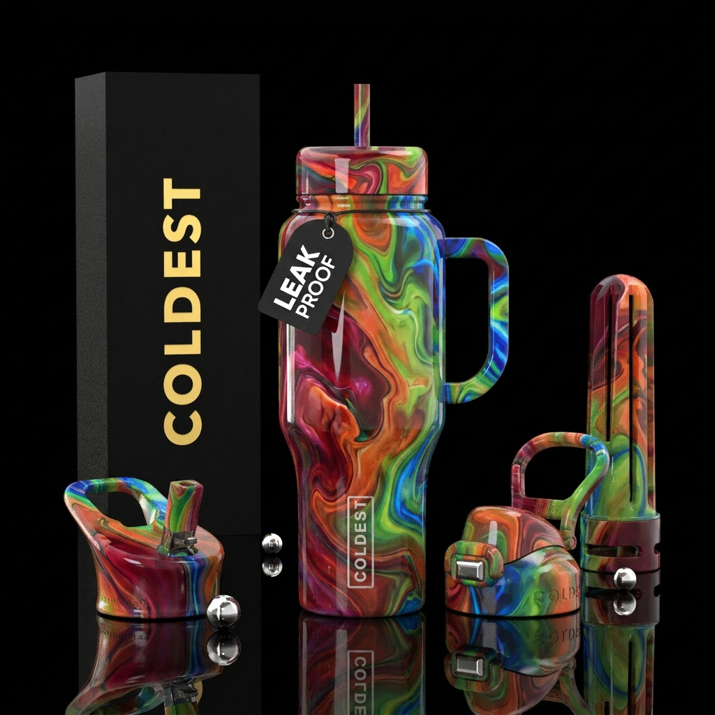 Cocktail swirl, glossy water bottle design
