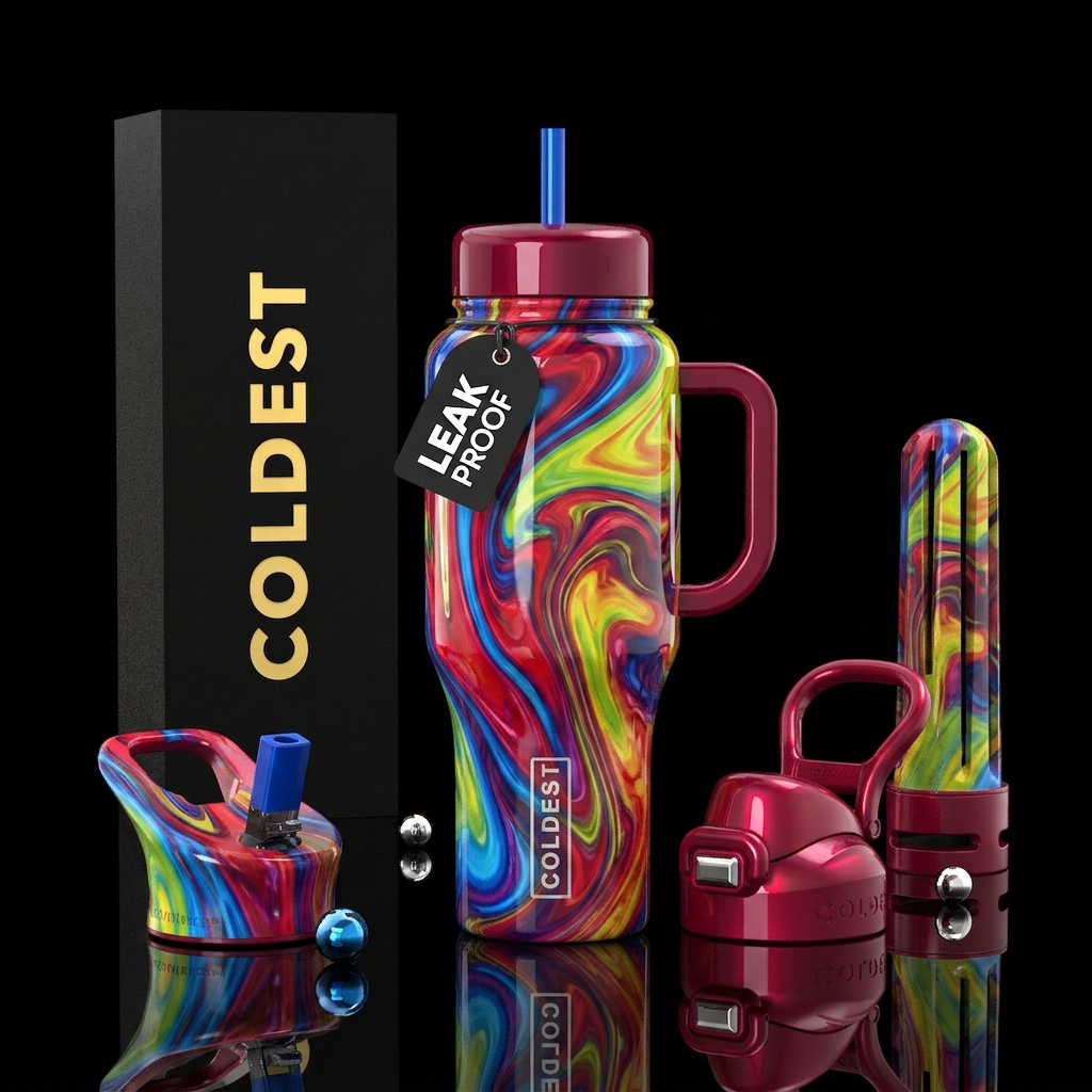 Cocktail swirl, glossy water bottle design