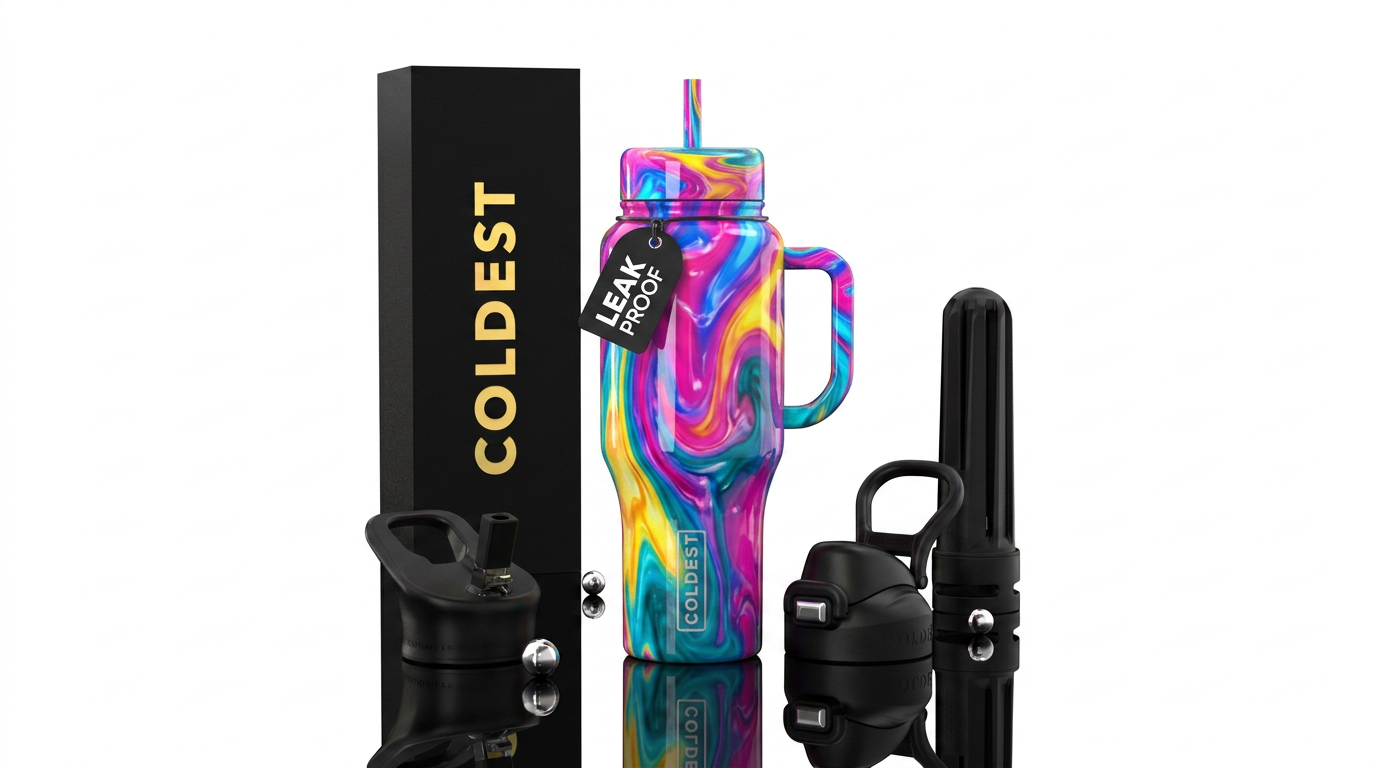 Cocktail swirl, glossy water bottle design