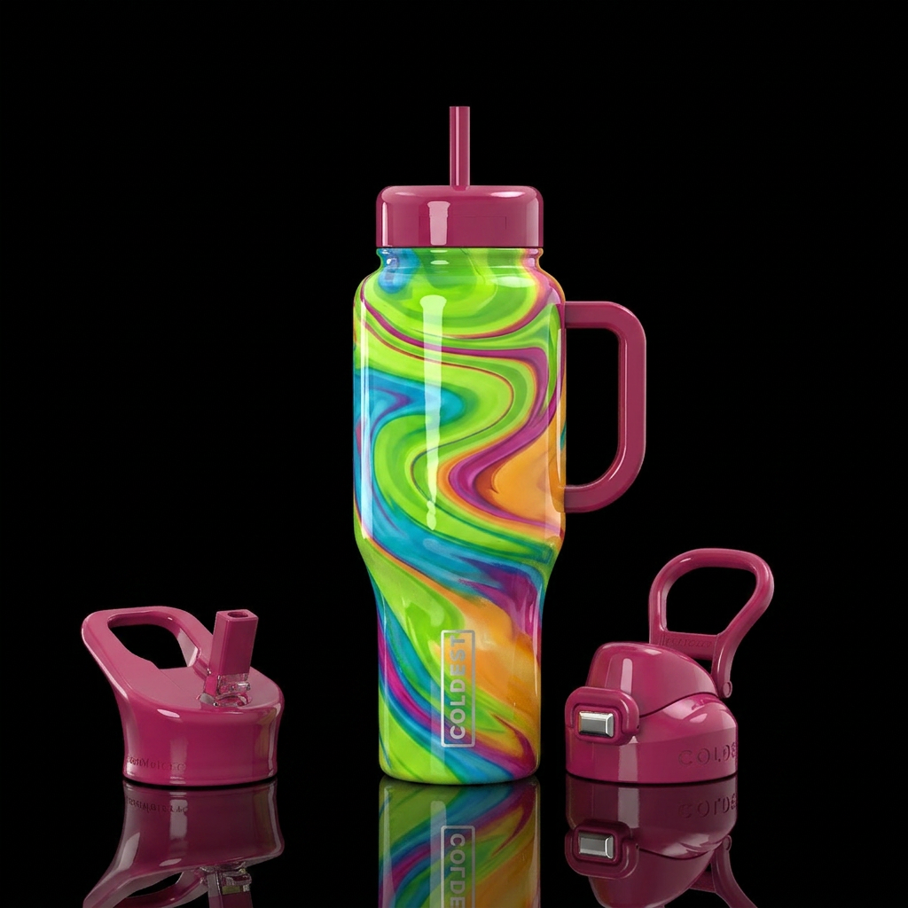 Cocktail swirl, glossy water bottle design