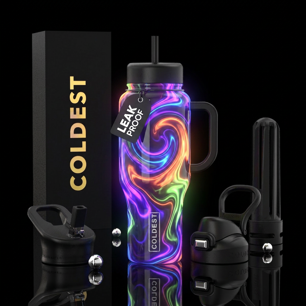 Cocktail swirl, glossy, glowie water bottle design