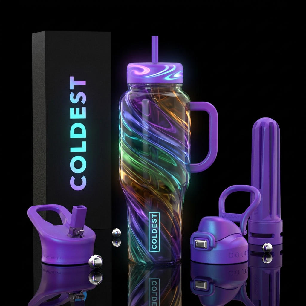 Cocktail swirl, glossy, glowie water bottle design