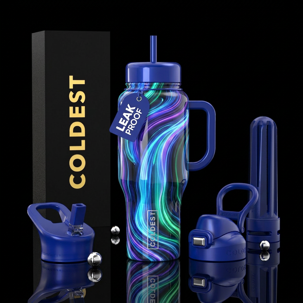 Waterfall swirl, glossy, glowie water bottle design