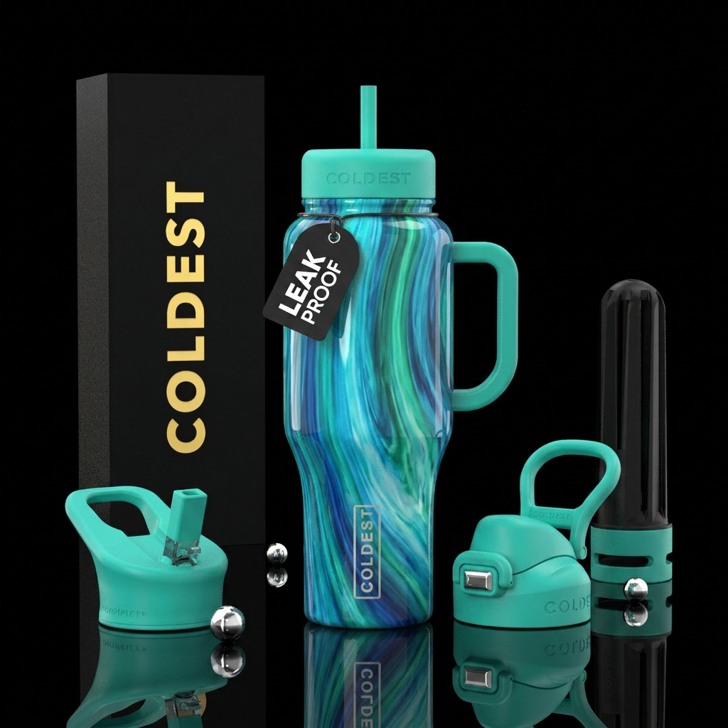 Waterfall swirl, glossy water bottle design