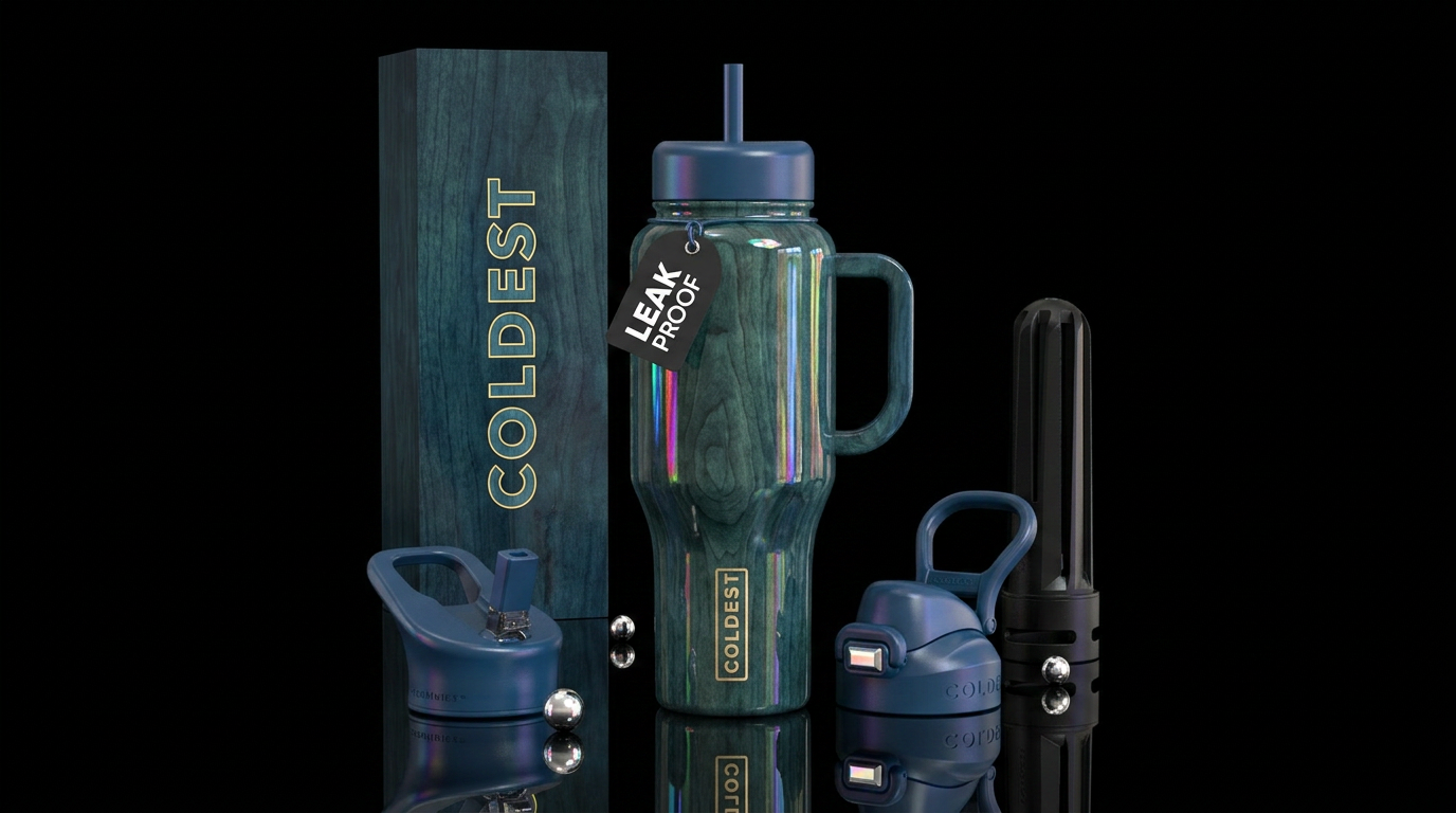 Baylor maple bluish stain, glossy water bottle design