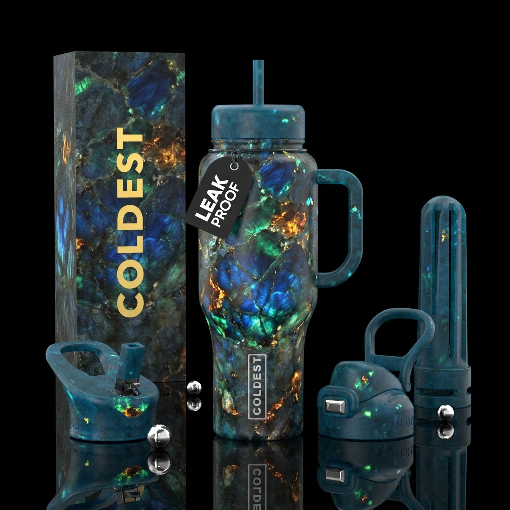 Tropic stone, glossy, glowie water bottle design