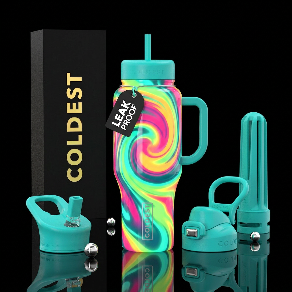 Tropic swirl, glossy, glowie water bottle design