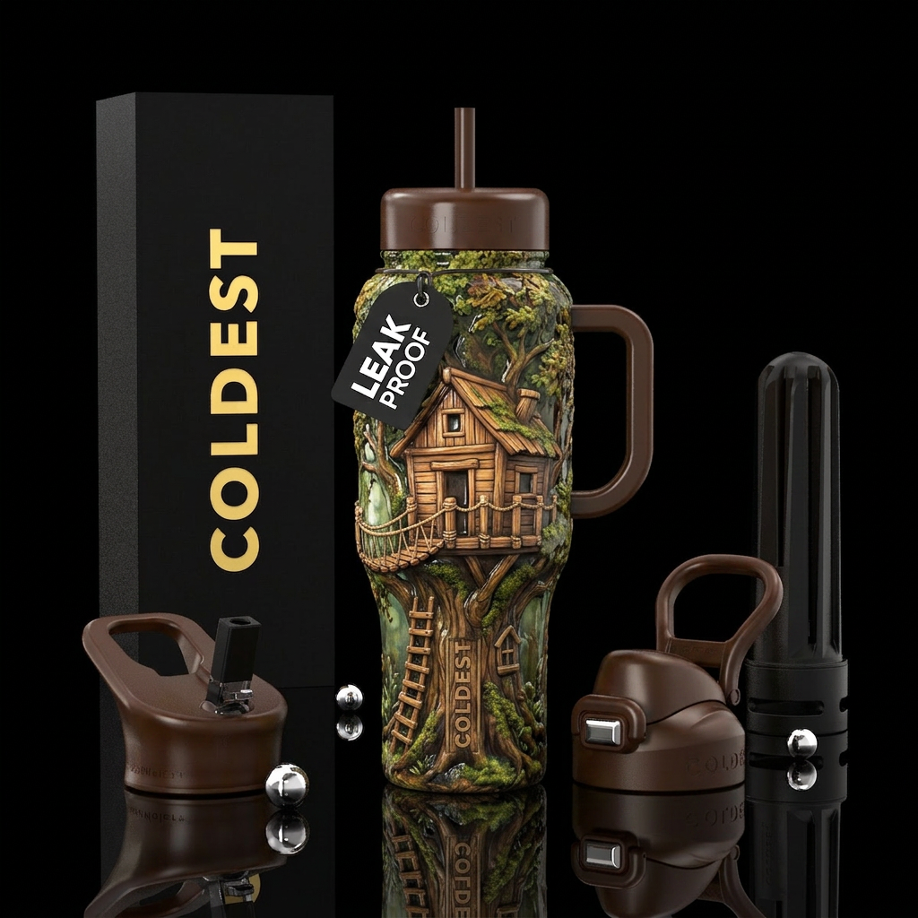 Tree fort, glossy water bottle design
