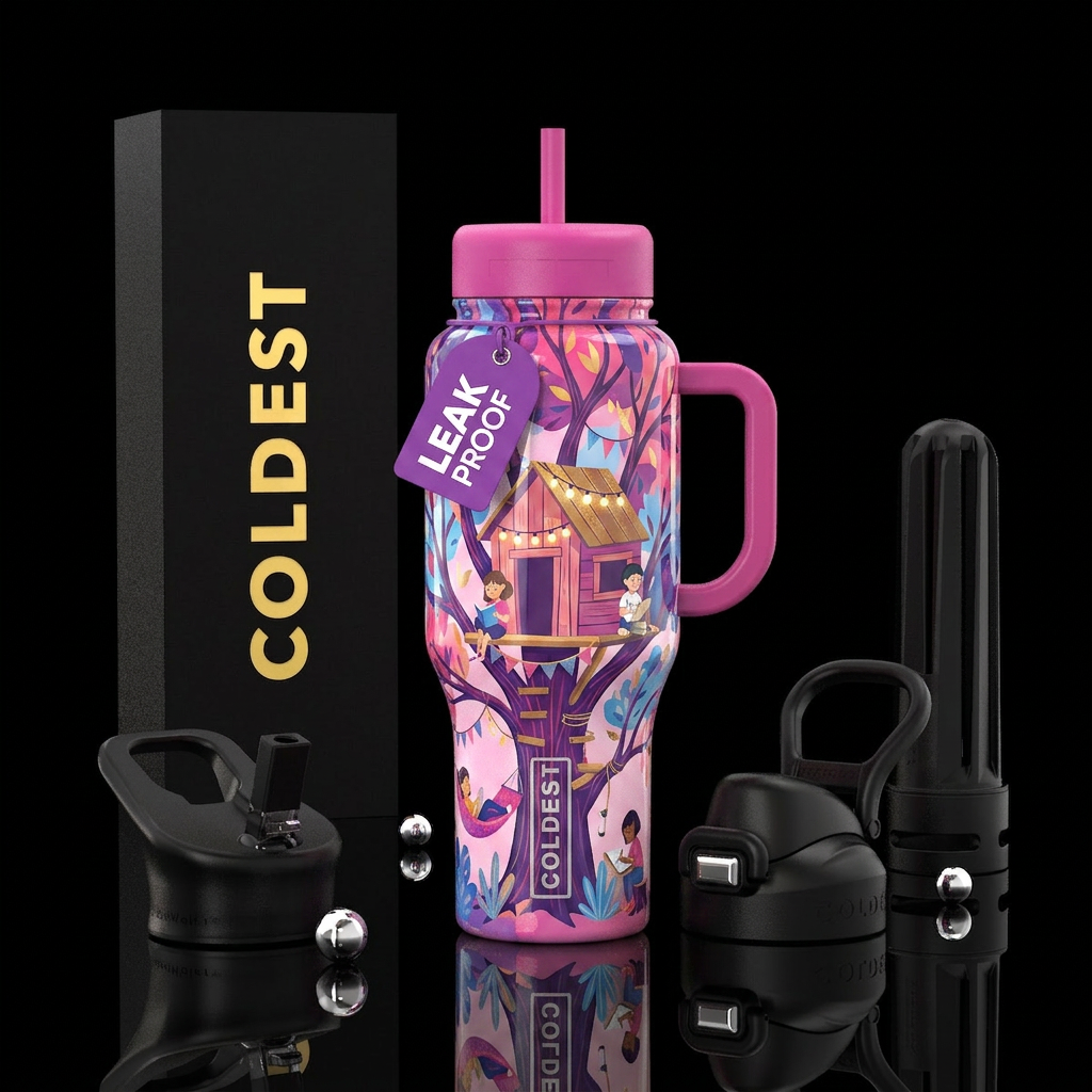 Girls Tree fort, glossy water bottle design