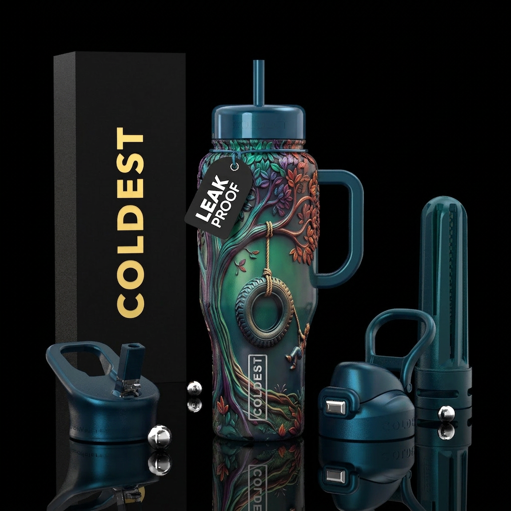 Tire Tree swing, glossy water bottle design