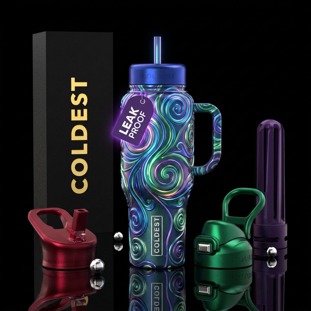 Decorative spirals, glossy, glowie water bottle design