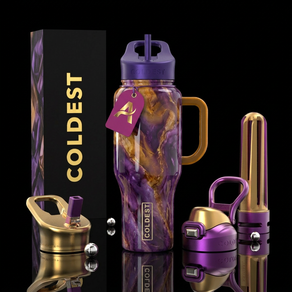 Amitrine, Ambrosia, ,glossy,gem tones marbled water bottle design