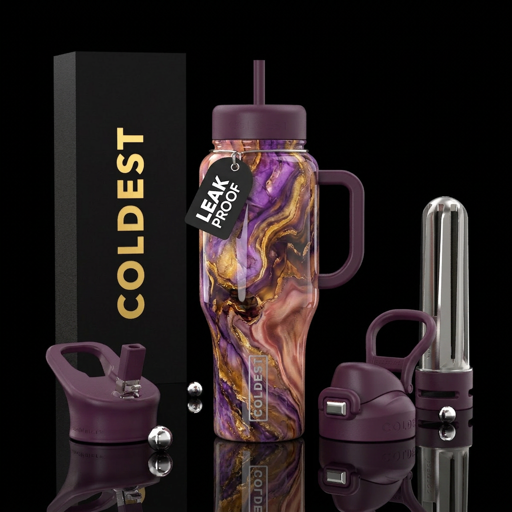 Amitrine, Ambrosia, ,glossy,gem tones marbled water bottle design