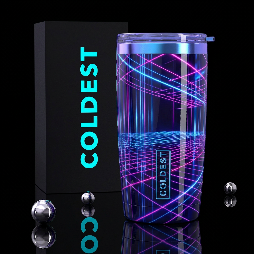 Futuristic lasers, glowie, glossy water bottle design