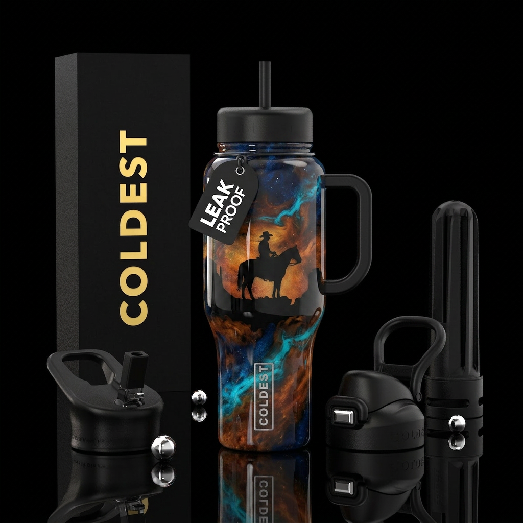 The Outlaw's Twilight water bottle design
