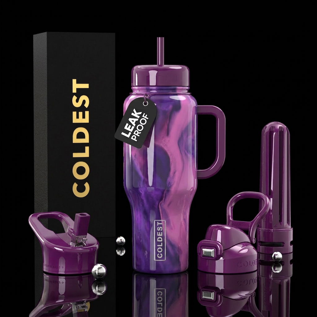 Crushed grape,Crushed orchid, glossy water bottle design