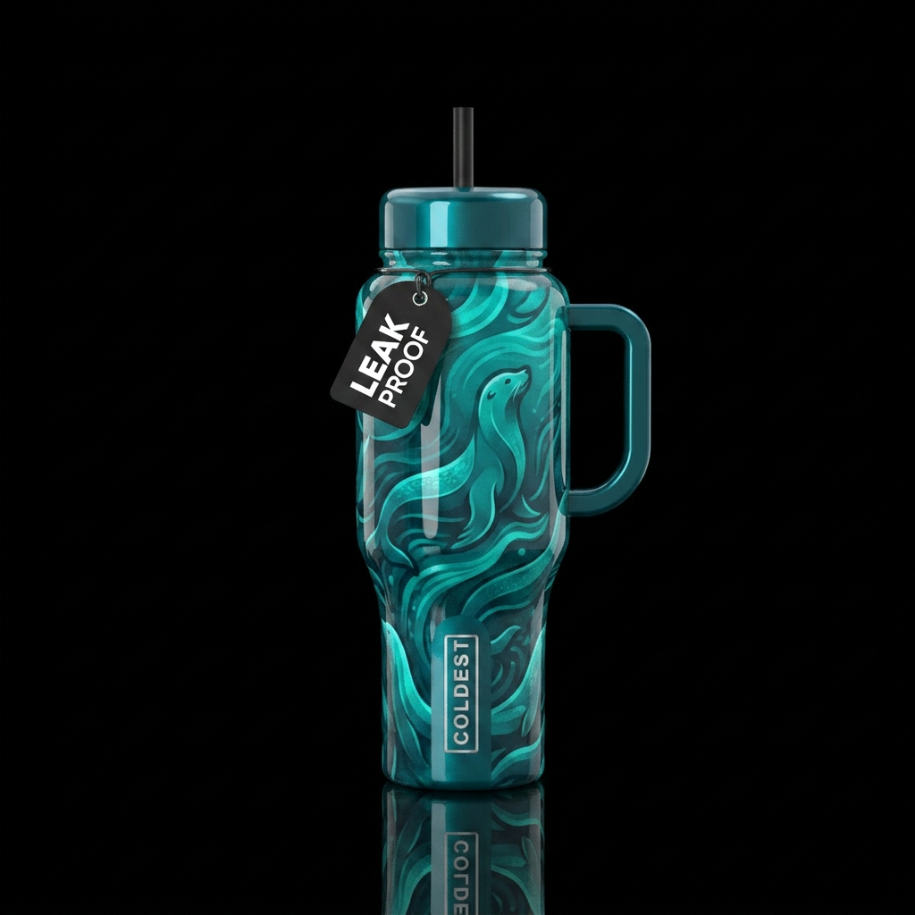 Warft,sealion glossy water bottle design