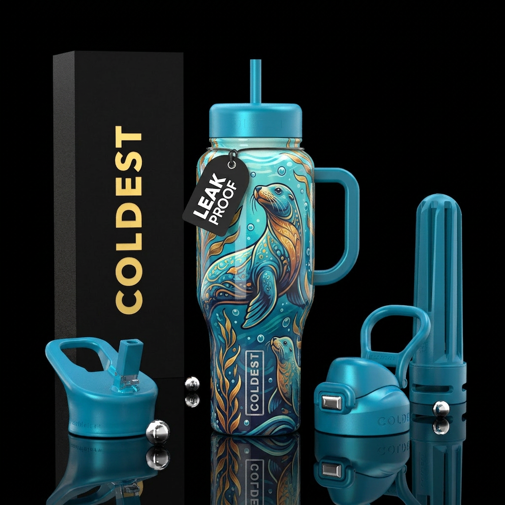 sealion ,glossy water bottle design