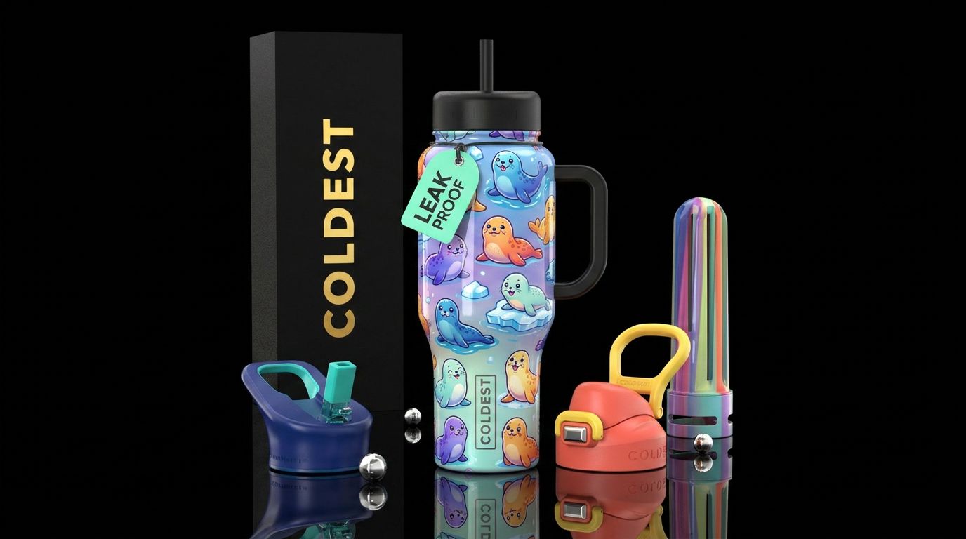 Cute seals ,glossy water bottle design