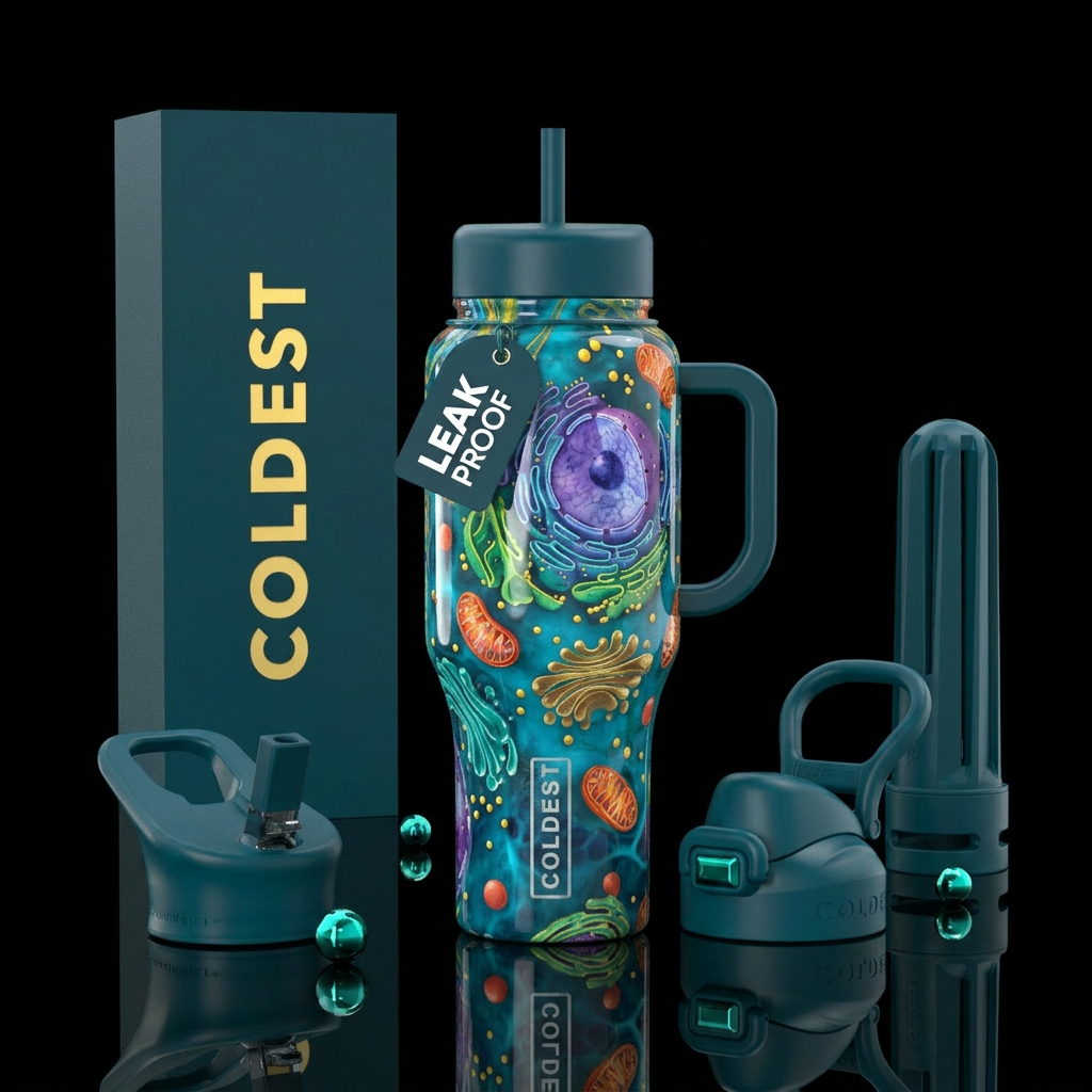 Cytoplasm, glossy water bottle design